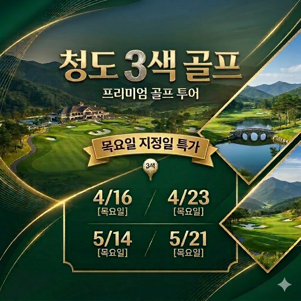 [청도] 목요일 지정일특가 청도3색+5성급 호텔